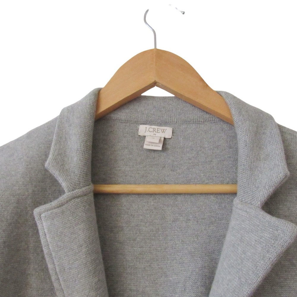 J Crew Factory Gray Sweater Blazer Medium Cotton Pockets Knit 2 Button Office - Picture 3 of 9